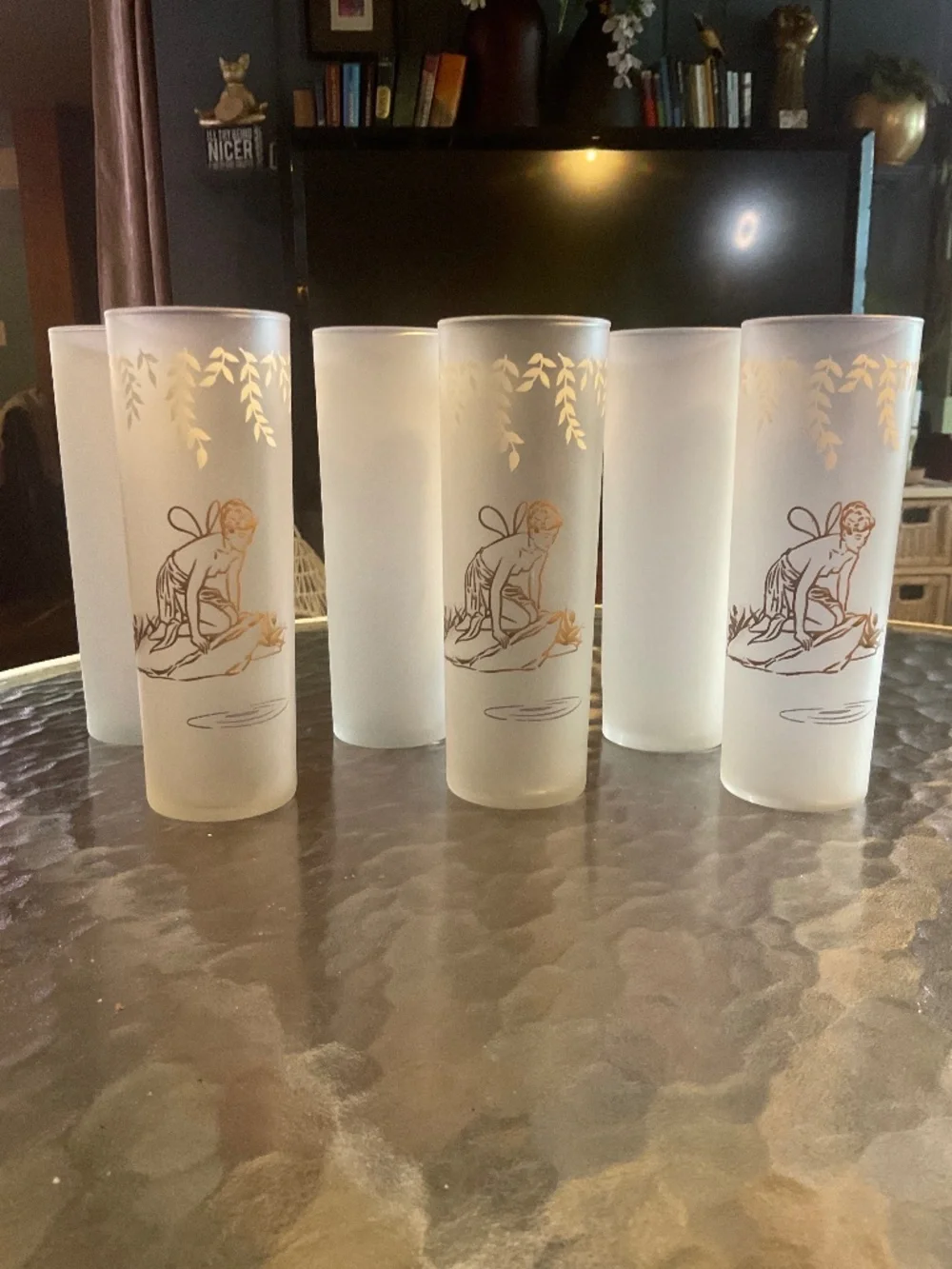 MCM Libbey Nymph Frosted Tom Collins glasses